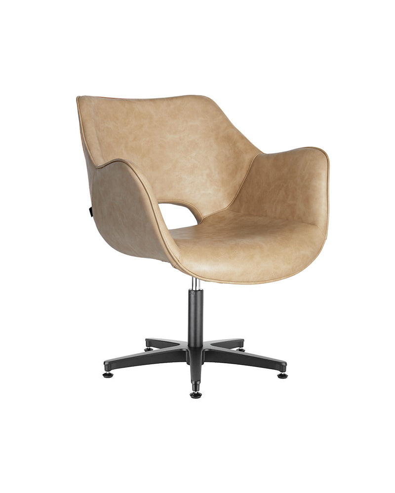 Chloe Sand - Beżowe krzesło do poczekalni - Czarna podstawa gwiazdowa